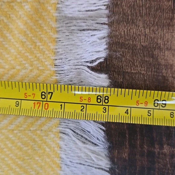 Boden Wool Scarf Pink Yellow Grey Colorblock Wrap Soft Winter Academia Preppy - Picture 4 of 4